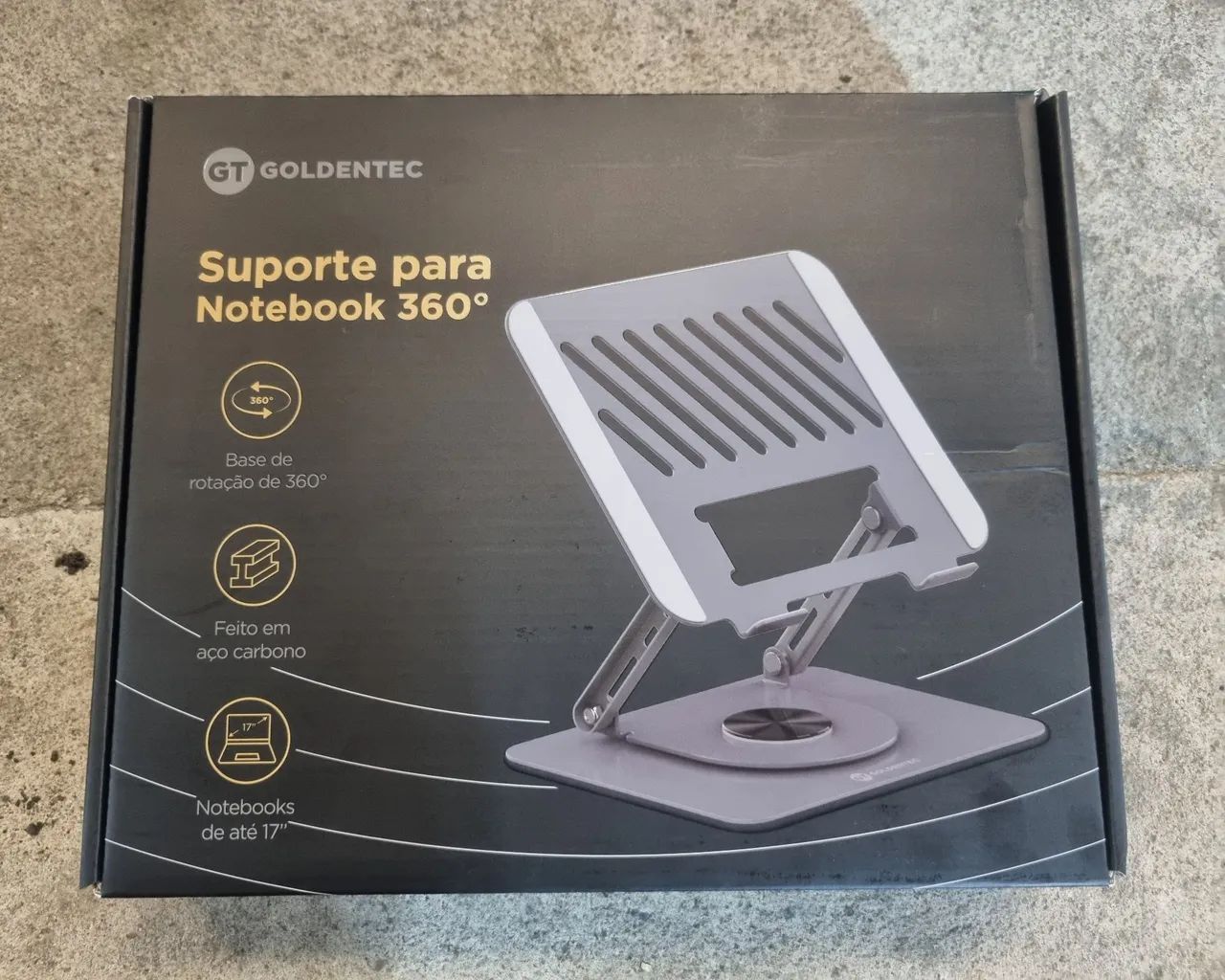 Suporte 360° para Notebooks até 17" Get Spin com Base Giratória Aço Carbono - Foto 3