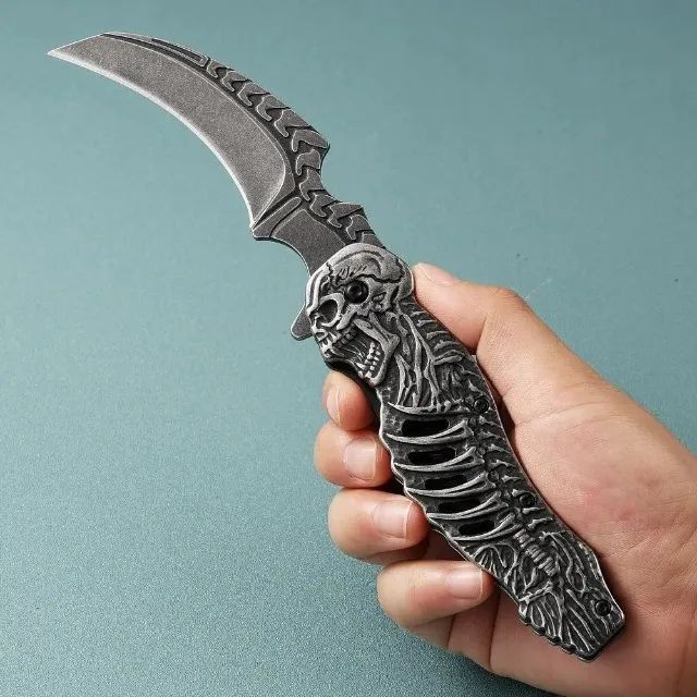 Canivete Caveira 3D Aço Inox 440C