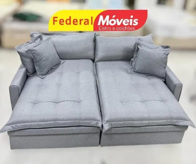 Sofá Cama Baú 2,20m D33 em Linho ENTREGA HOJE - Foto 2
