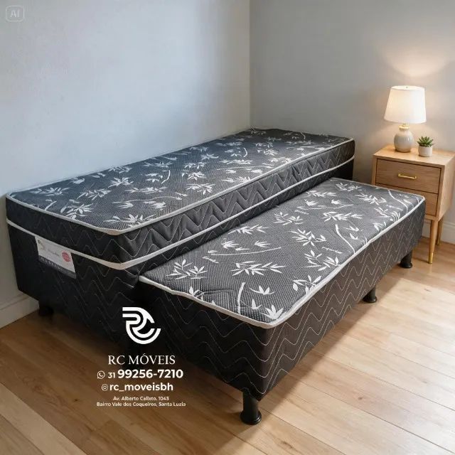 Cama Box Bibox Solteiro com Auxiliar D33 Floral Branco - Foto 3