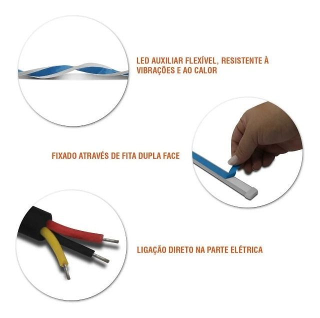 Fita De Led Drl Dual Color 3000k 6000k 12v 45cm Universal - Foto 3