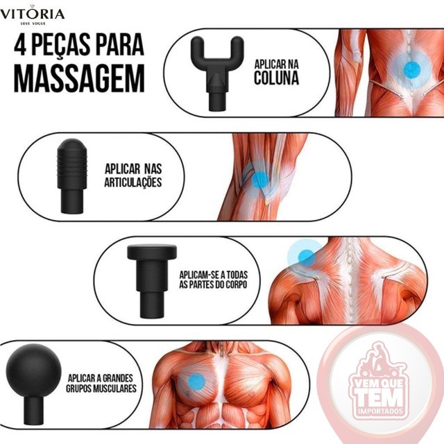 Pistola Massageador Portátil - 6 velocidades - Foto 5