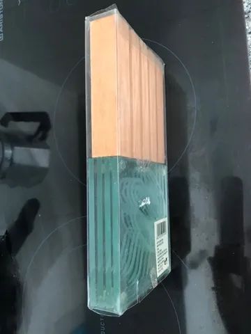 Porta café de vidro c/ suporte de madeira. - Foto 3