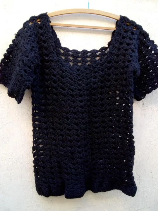 Blusa de tricô preta