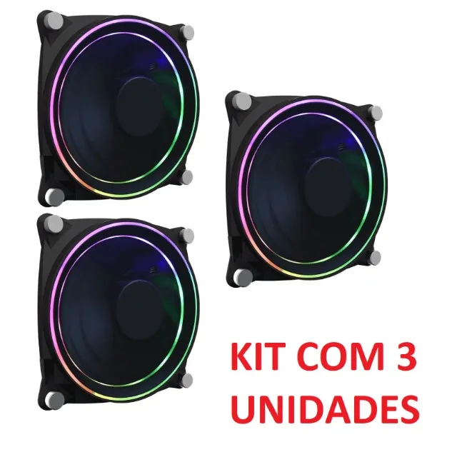 PRONTA ENTREGA | Fan Cooler RGB 120mm Gamemax Big Bowl Kit 3 Ventoinhas