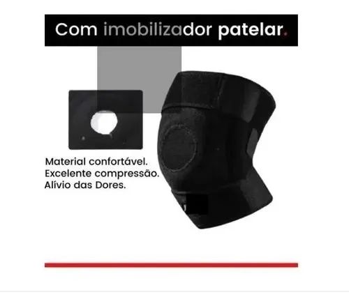 Joelheira com Velcro Neoprene Ajustável e Flexível Preta - Foto 3