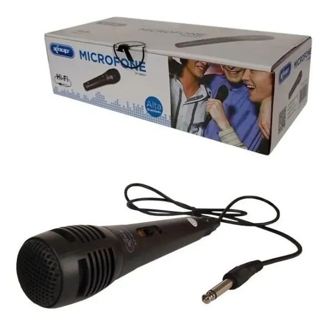 Microfone Dinâmico Cabo 1m Caixa De Som Karaokê P10 - Foto 2