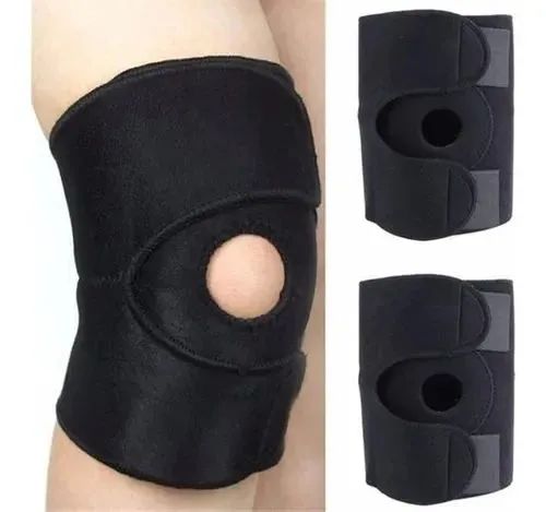 Joelheira com Velcro Neoprene Ajustável e Flexível Preta