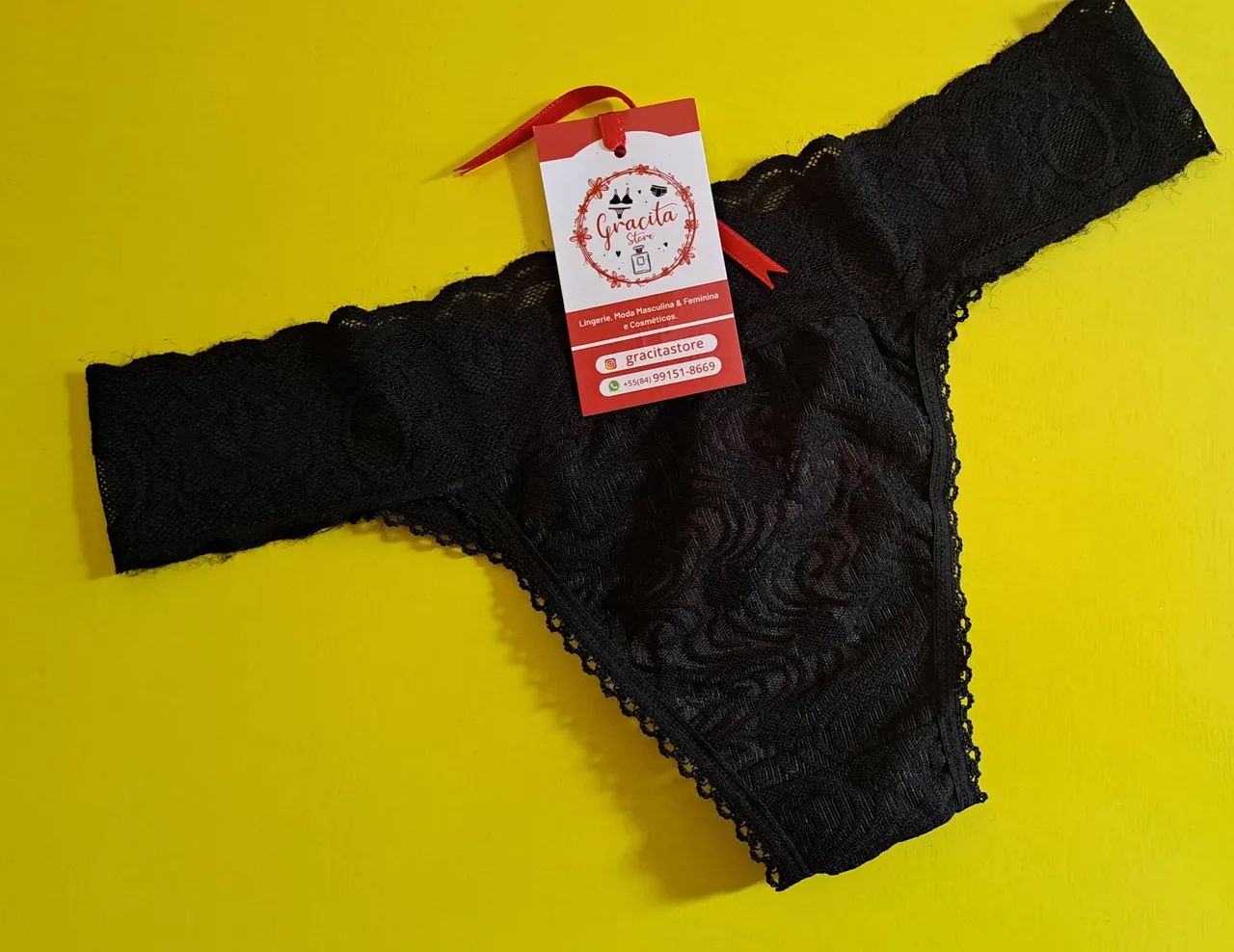 Promoção  Kit com 5 Calcinhas em renda preta - Foto 2