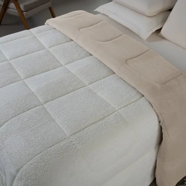 Coberdrom Casal Dupla Face Manta Soft + Sherpa Carneiro - Foto 4