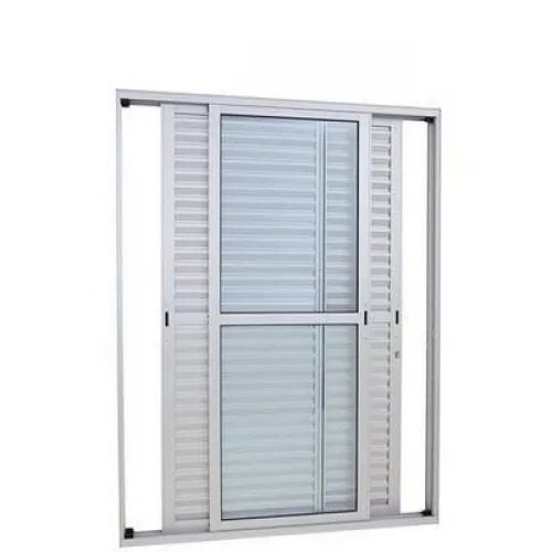 PORTA BALCÃO ALUMÍNIO BRANCO 3 FOLHAS MÓVEIS COM FECHADURA - LINHA 25