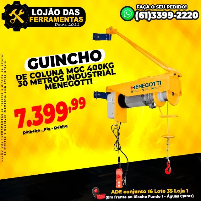 Guincho de Coluna MGc 400kg 30 Metros Industrial Menegotti