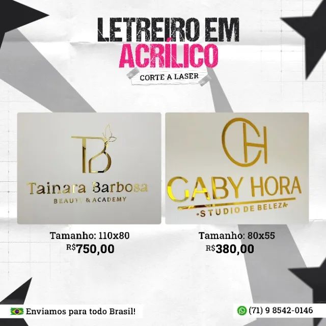 Letreiro Personalizado em Acrílico Espelhado
