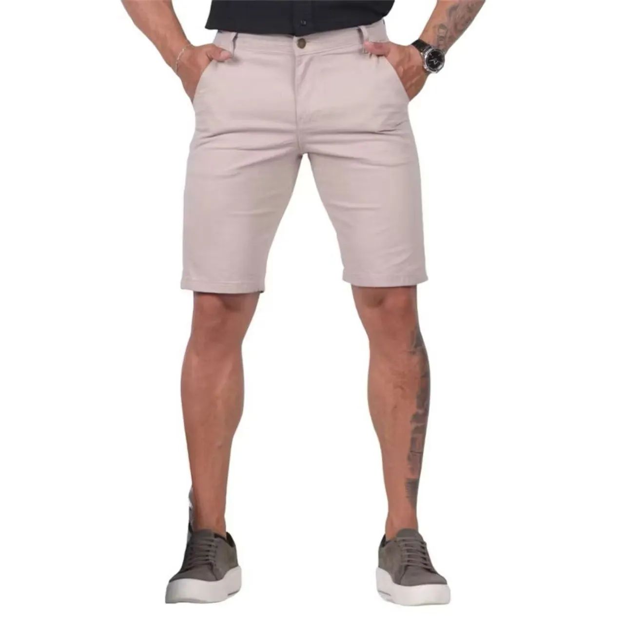 Bermuda Chino Masculina Bege - Conforto e Estilo - Foto 2