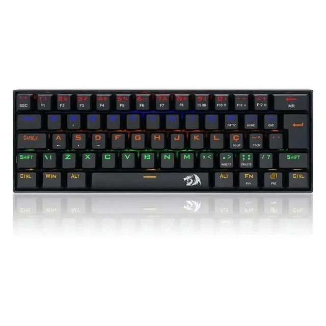 Teclado Mecânico Gamer Redragon Lakshmi - Rainbow, Switch Brown, ABNT2 - Preto - Foto 3