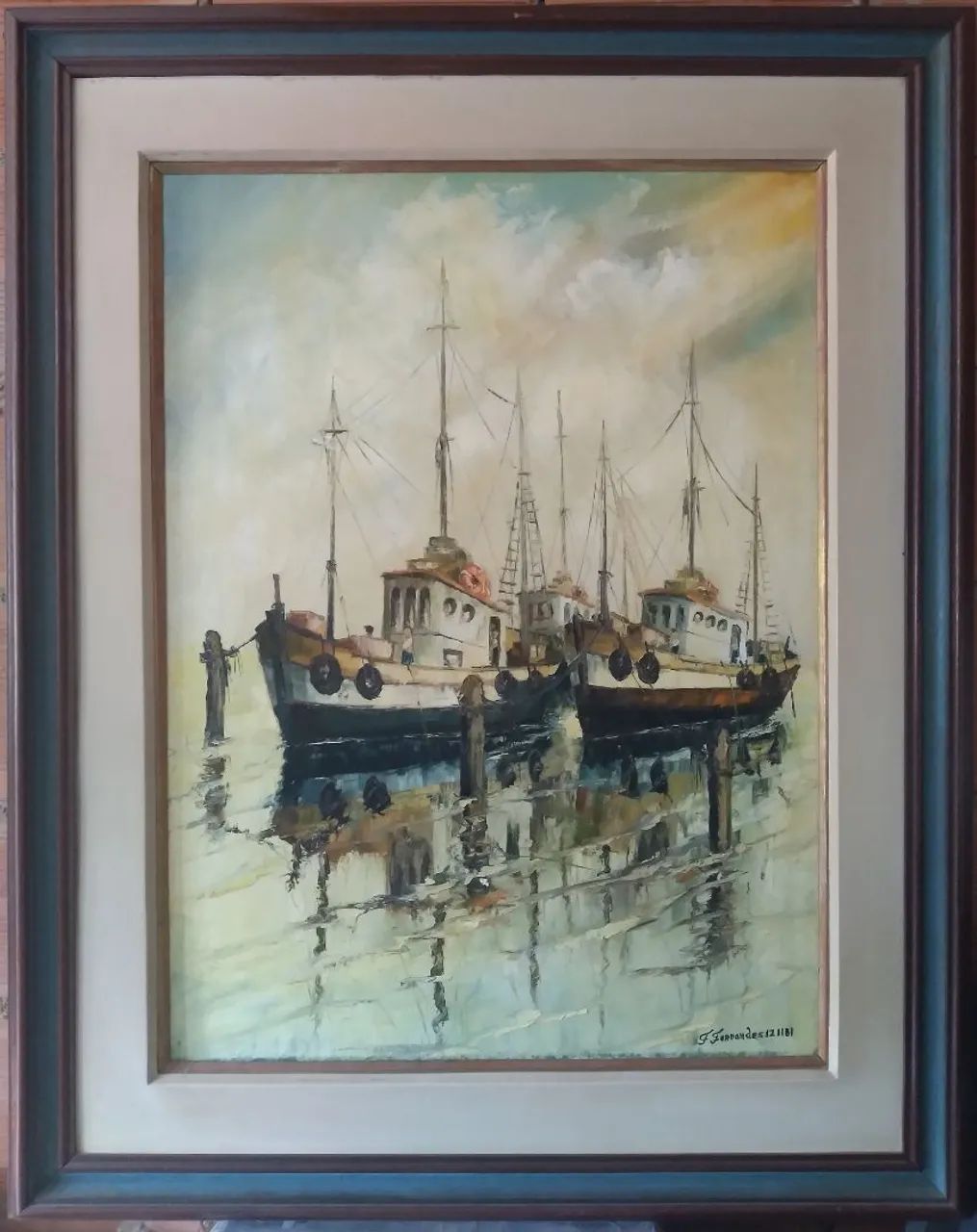 Quadro Barcos a óleo 1981 