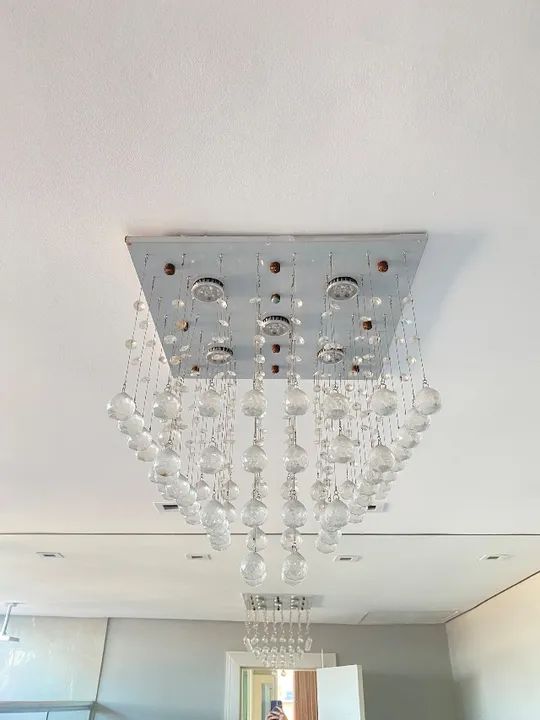Lustre Plafon Bolas de Cristal Pendente - Foto 2