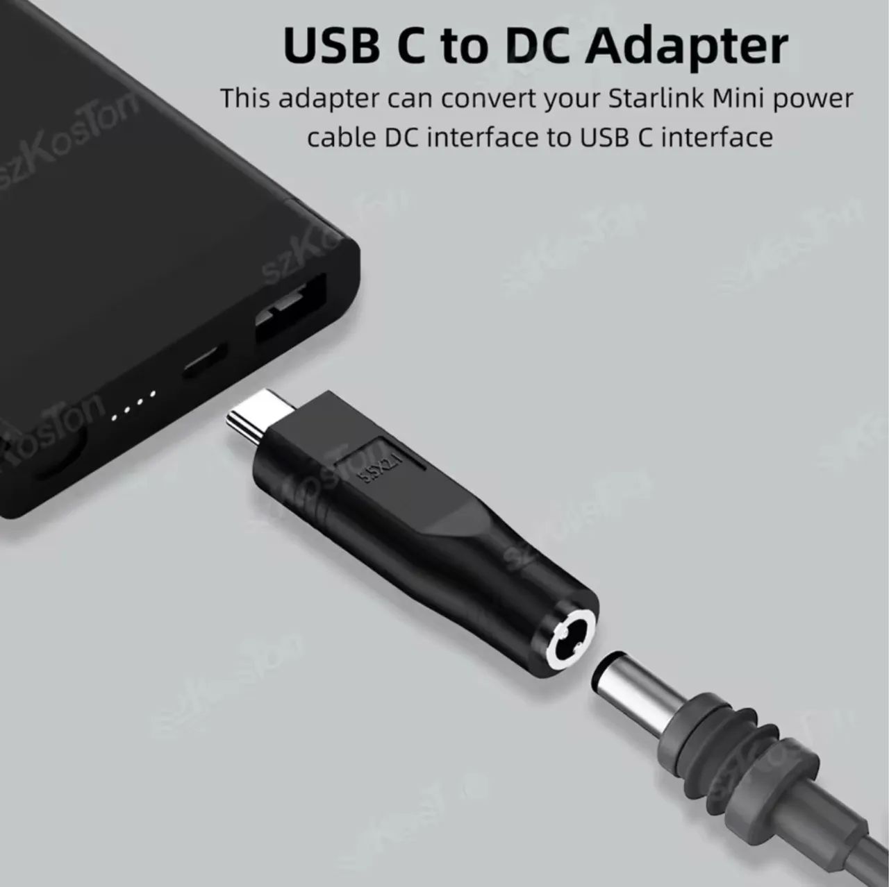 Adaptador starlink mini - usb c macho para Dc fêmea