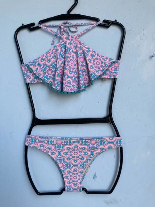 Biquíni Estampado Rosa Claro, Tam P