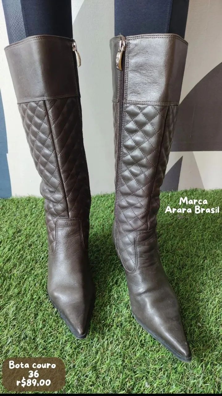 Bota de Couro Marrom 36 - Arara Brasil - Foto 4