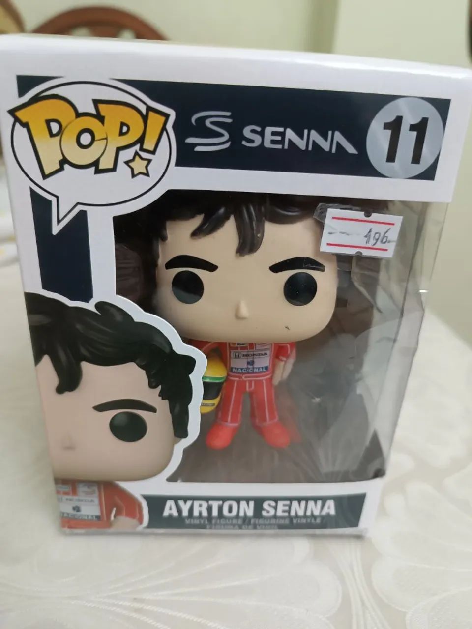 Boneco Funko Pop, Ayrton Senna, com macacão da Maclaren, n° 11