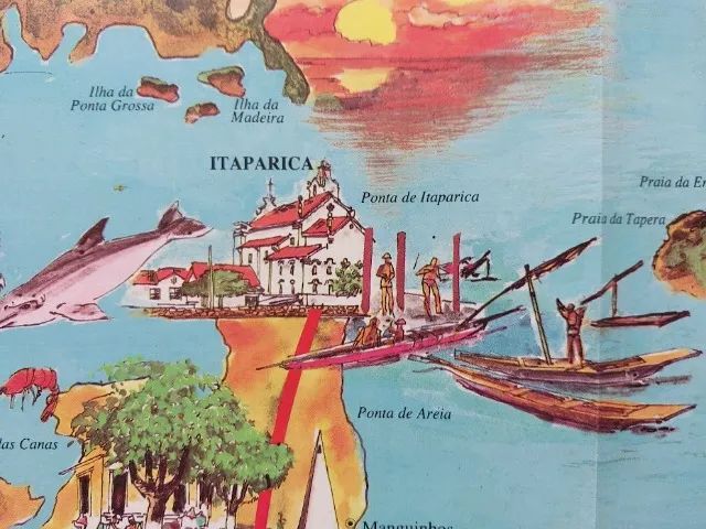 Itaparica - Mapa decorativo antigo com ilustrações - Foto 3