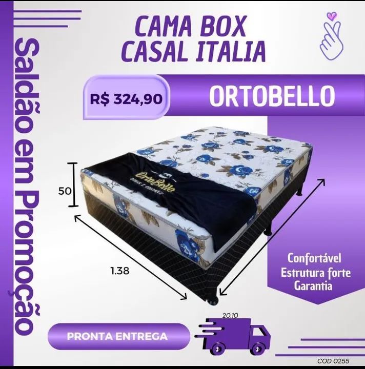 Cama Box Casal Ortobello - R$ 324,90