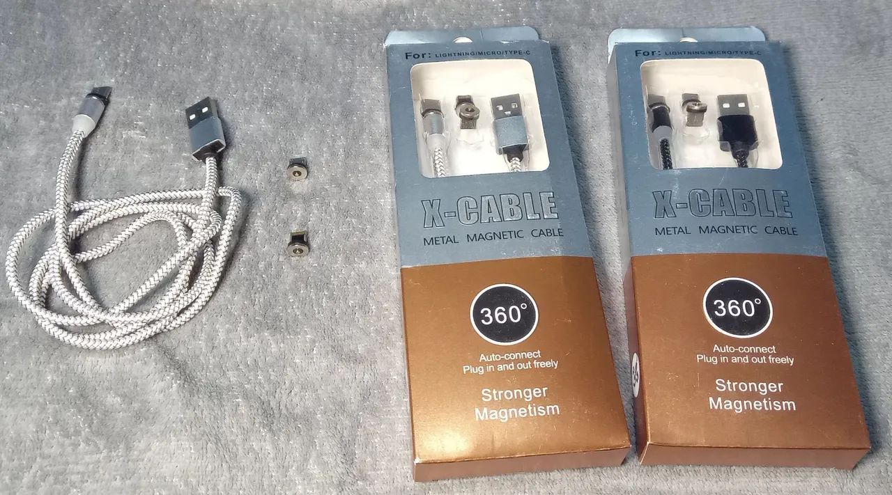 Cabo USB magnético, 1mt e com 3 pontas - Foto 4
