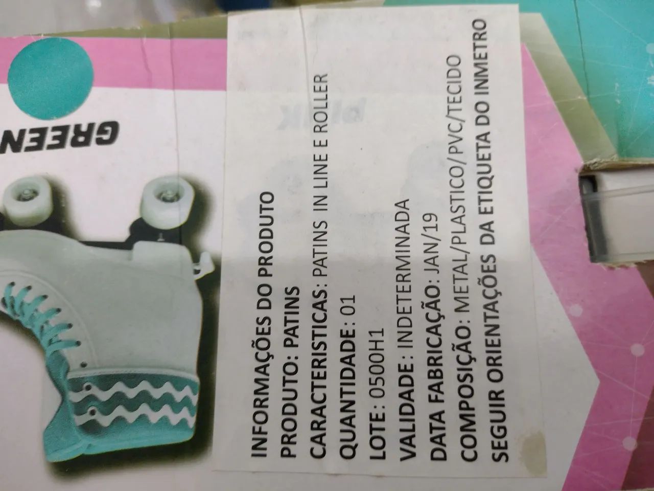Patins Roller Branco com Detalhes em Verde - Foto 4