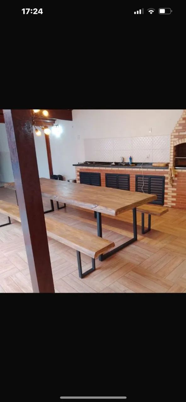 Mesa de jantar rústica com bancos65581378644865120
