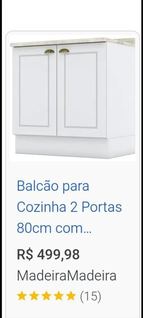 Balcão para Cozinha 2 Portas 80cm