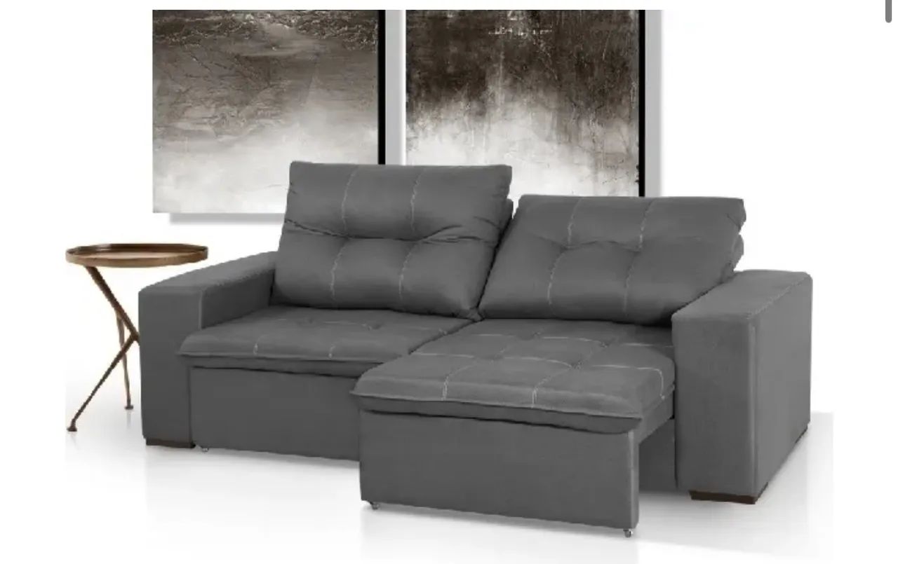 Sofá Cinza Modular com Chaise 2.20 mts 