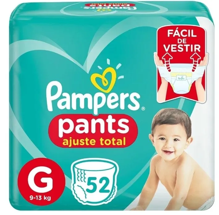 Fraldas Pampers Pants Ajuste Total G 52 unidades