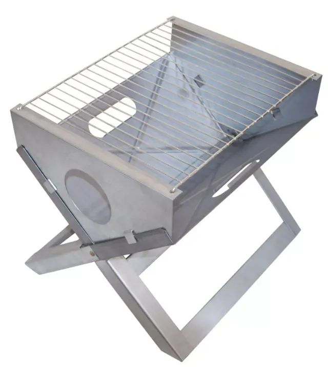 Mini Churrasqueira Zincada - Maleta Dobrável Portátil com Grelha