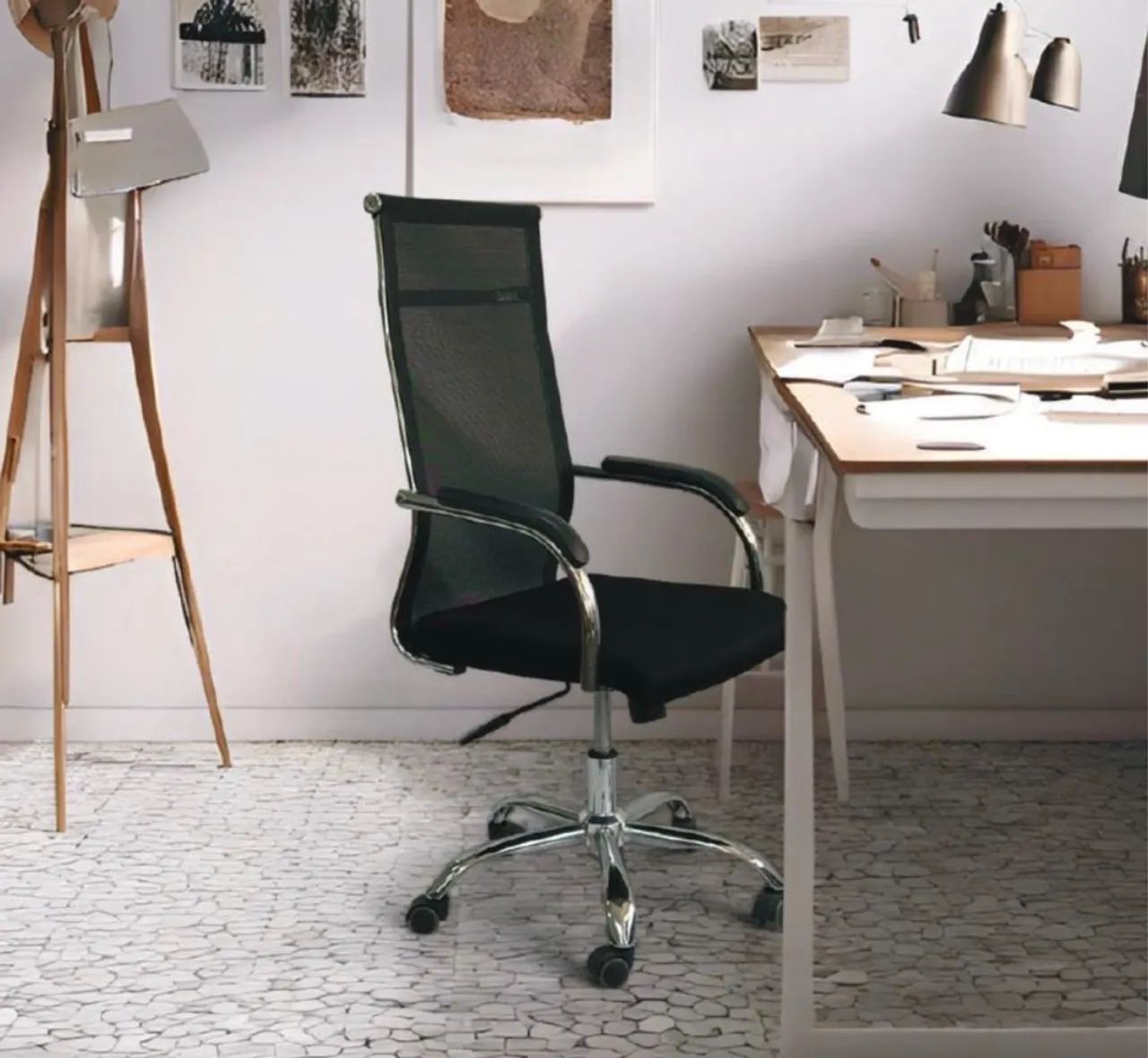 Cadeira de Escritório Giratória com Encosto de Malha - Foto 4