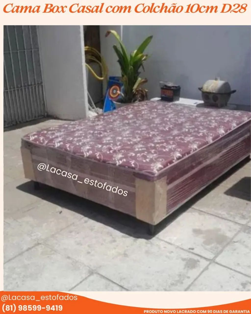 Cama box casal - com colchão 10cm D28 acoplado 