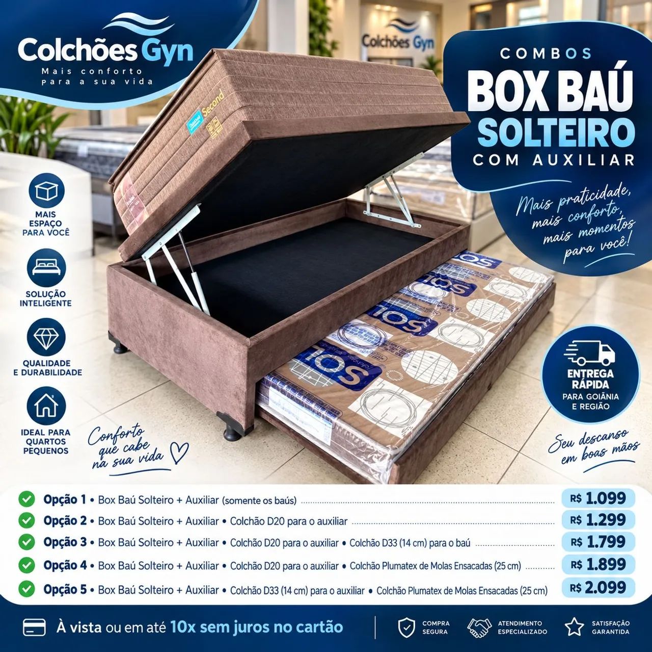 Box Baú Solteiro com Auxiliar - Pronta Entrega?