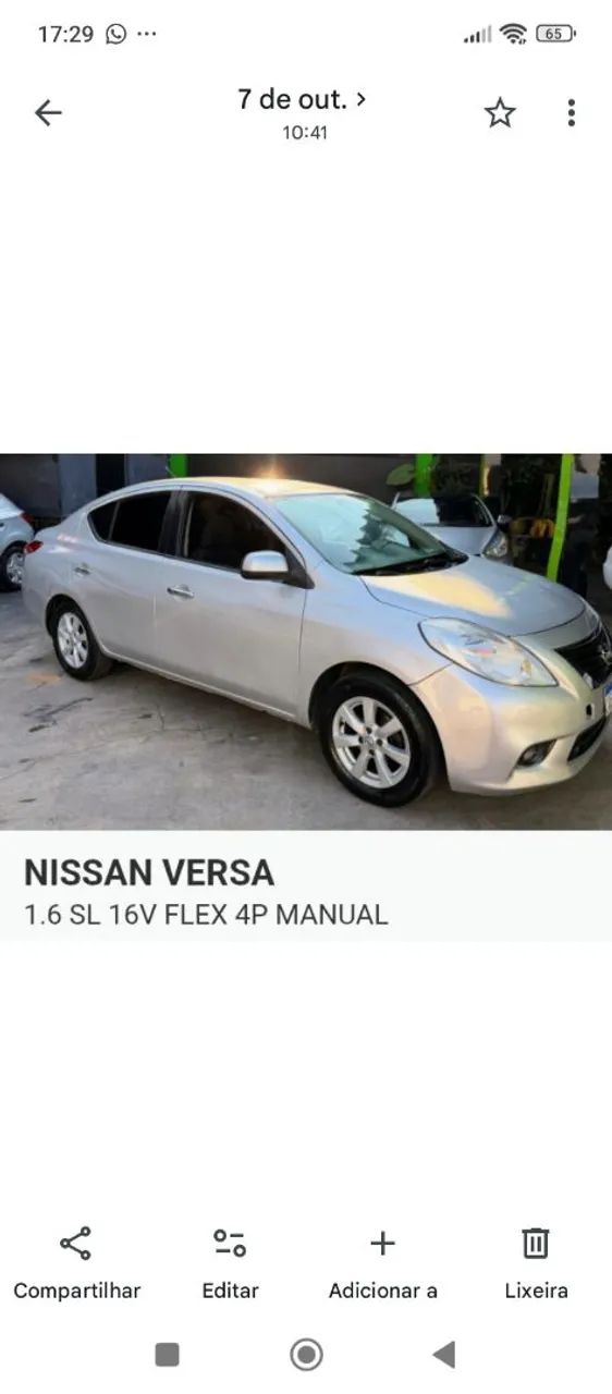 Nissan Versa 1.6 16V FLEX SL 4P MANUAL 2012