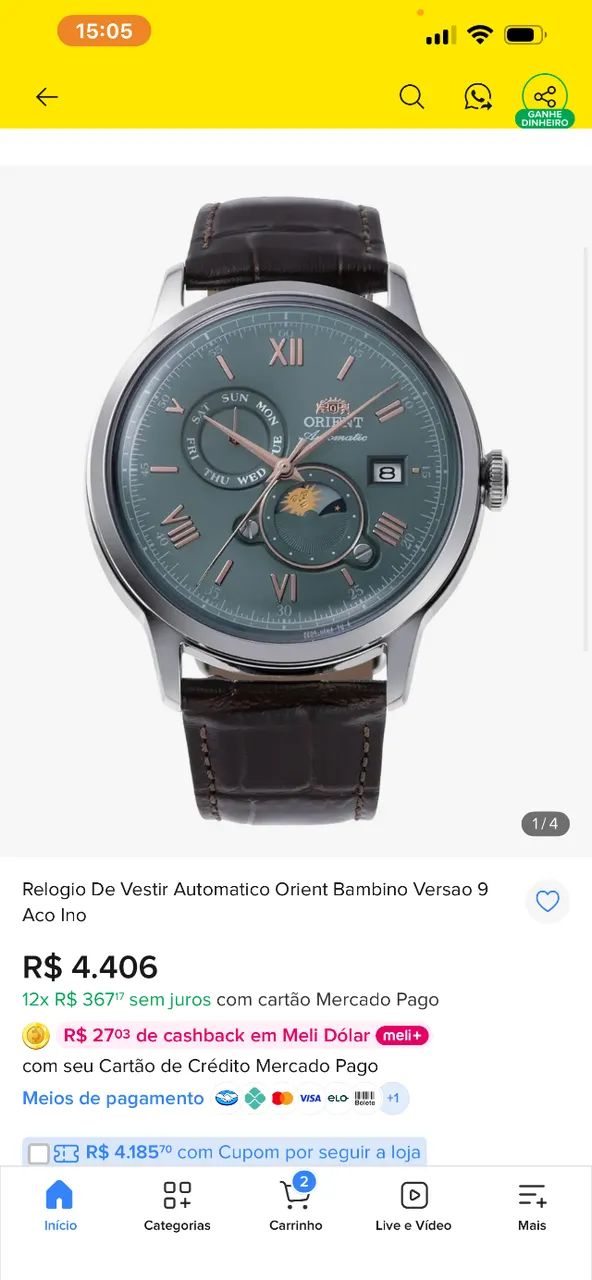 Relógio Orient Bambino Sun e Moon versão 9  - Foto 5