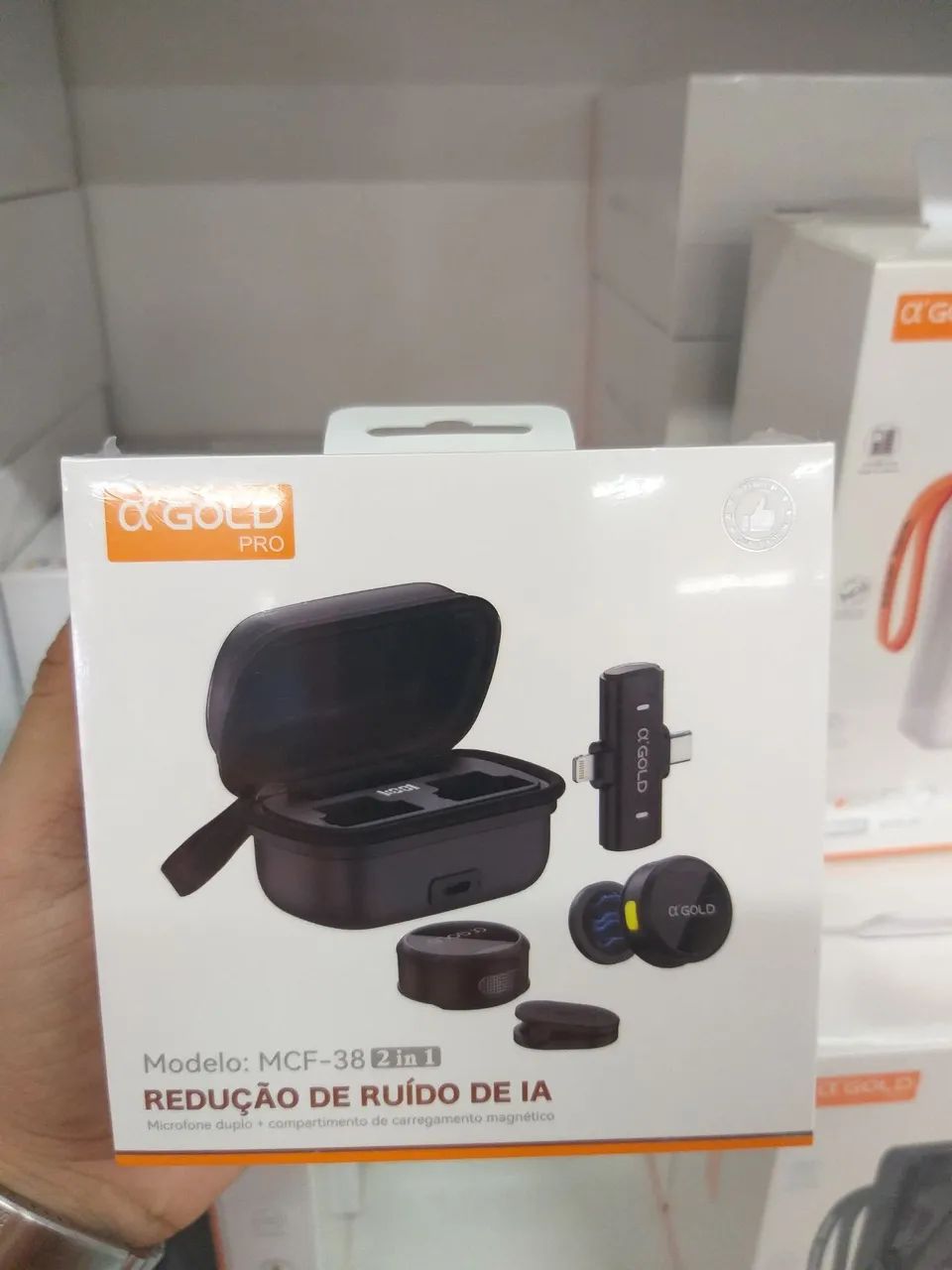 Microfone lapela duplo Gold 