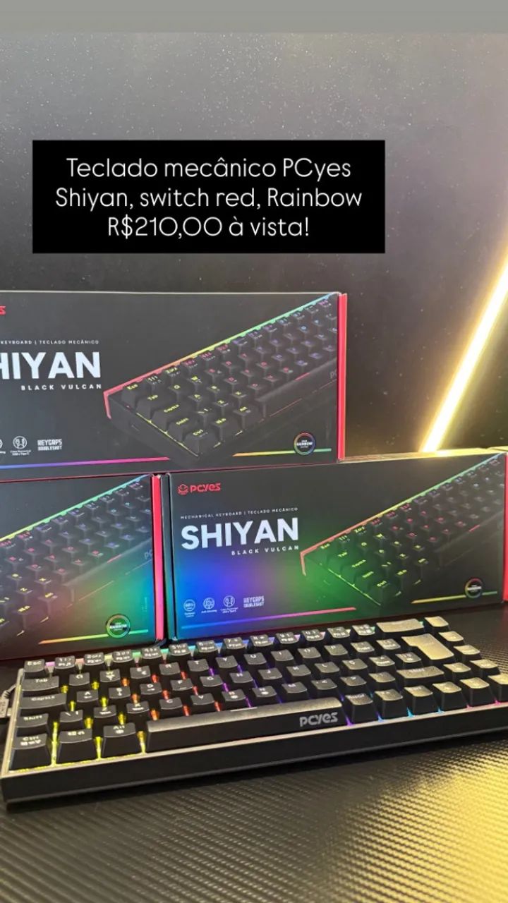 Teclado Mecânico PCyes Shiyan - Branco / Preto | Switch Red - Foto 2