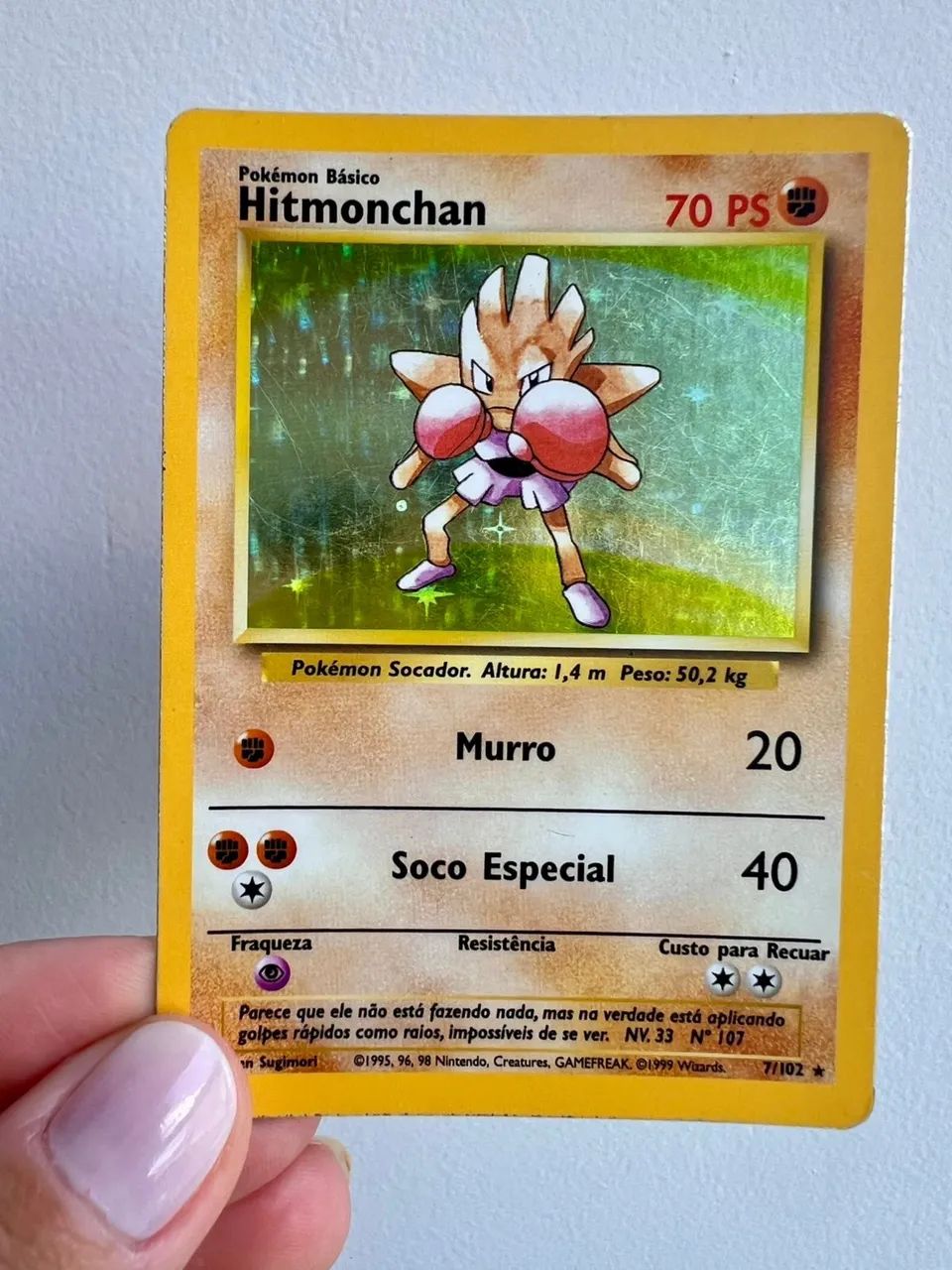 Hitmonchan Holográfico 7/102 - Base Set - PT-BR - Original Wizards 1999 - Foto 2