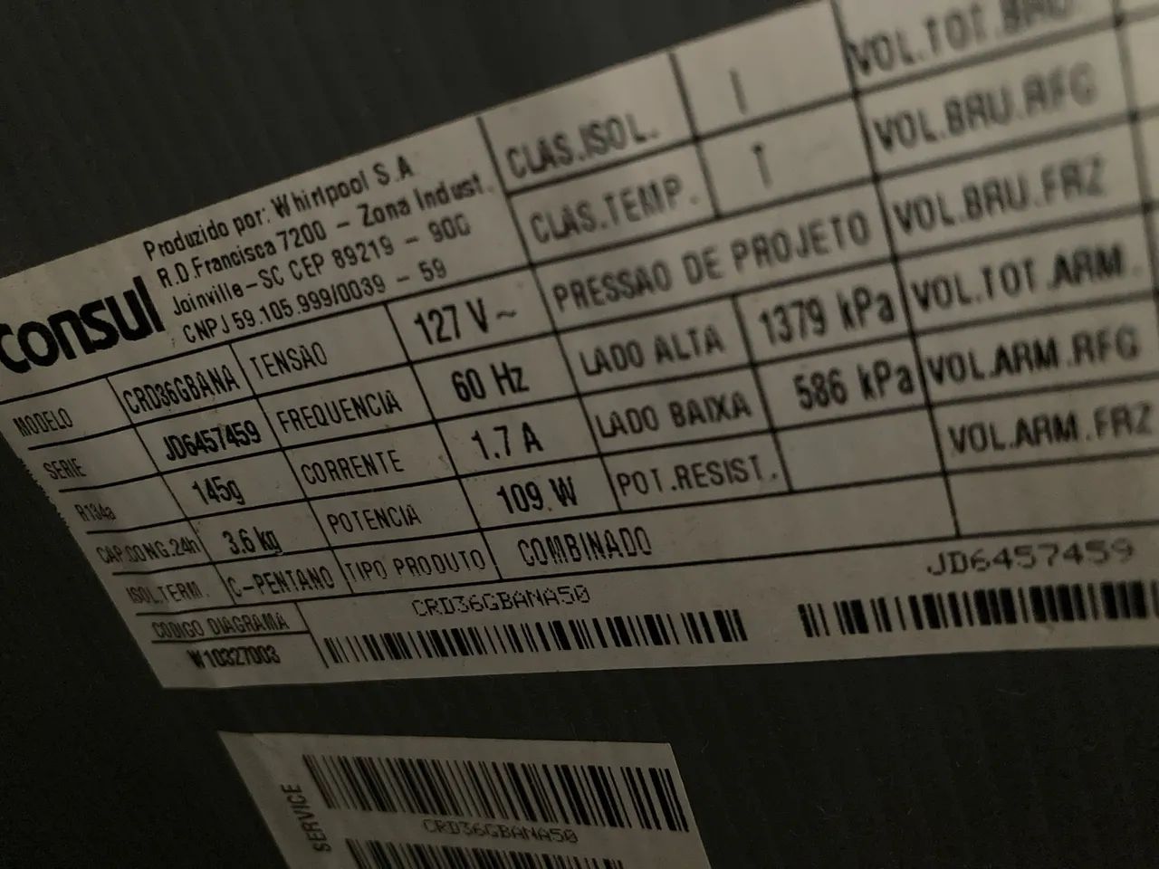 Geladeira usada 