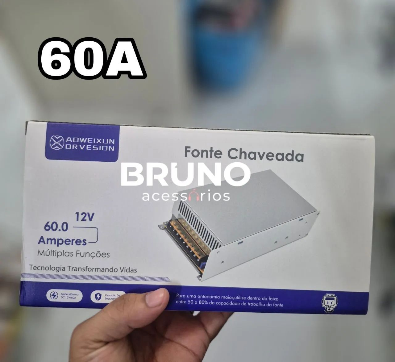 Fonte chaveada 12v 60a colmeia bivolt automática Cftv led som