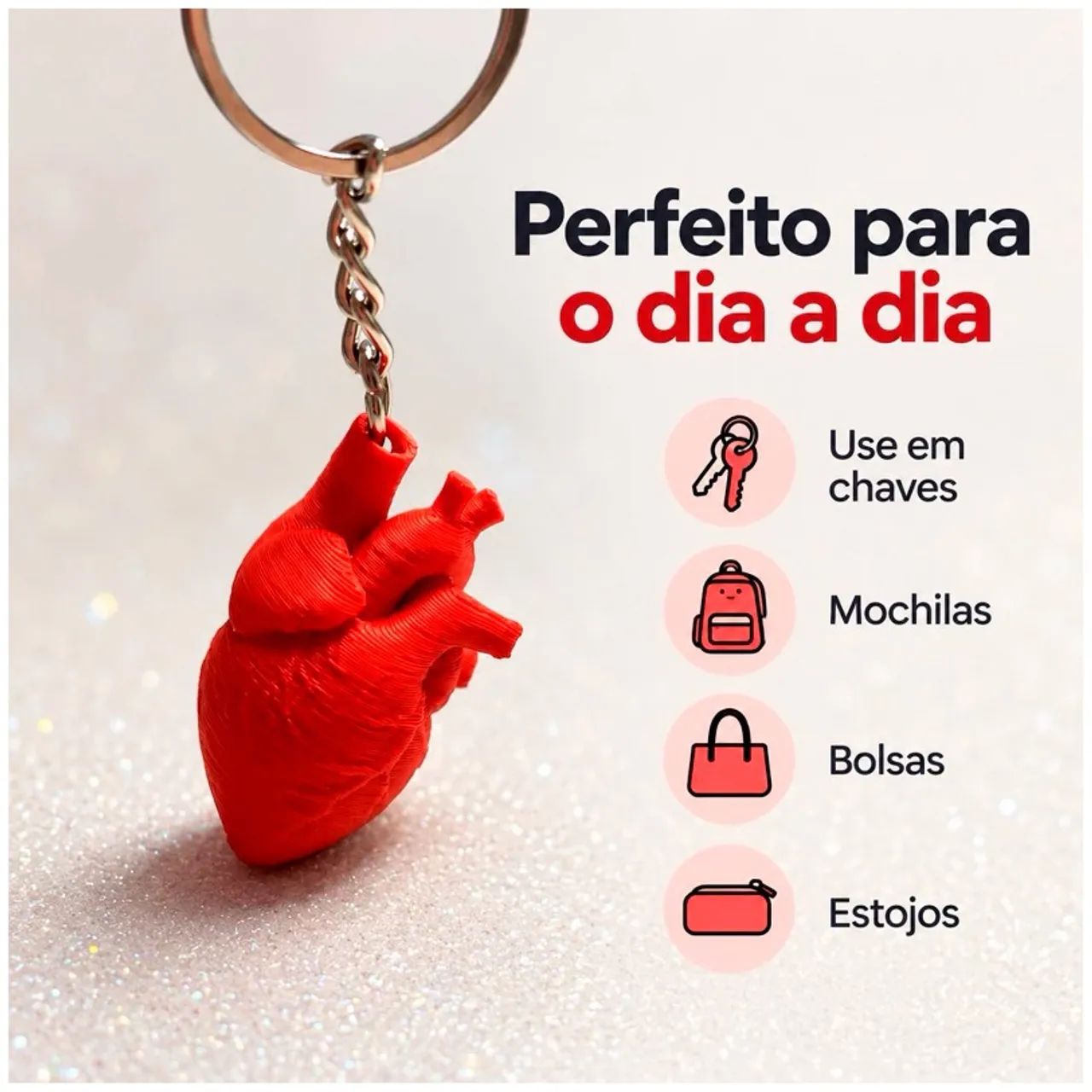 Chaveiro Coração Anatômico 3D | Presente para Profissionais da Saúde - Foto 2