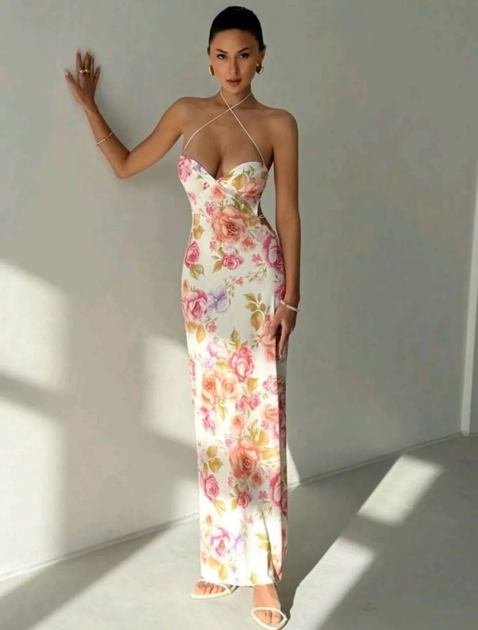 Vestido longo estampado colado - Foto 2