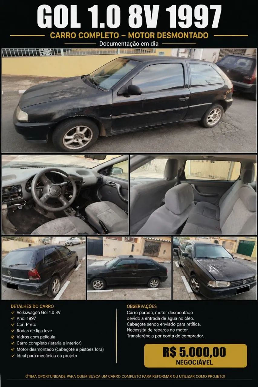 Volkswagen Gol Geração II 1.0 8V 70cv Gasolina Mec. 4P 1997