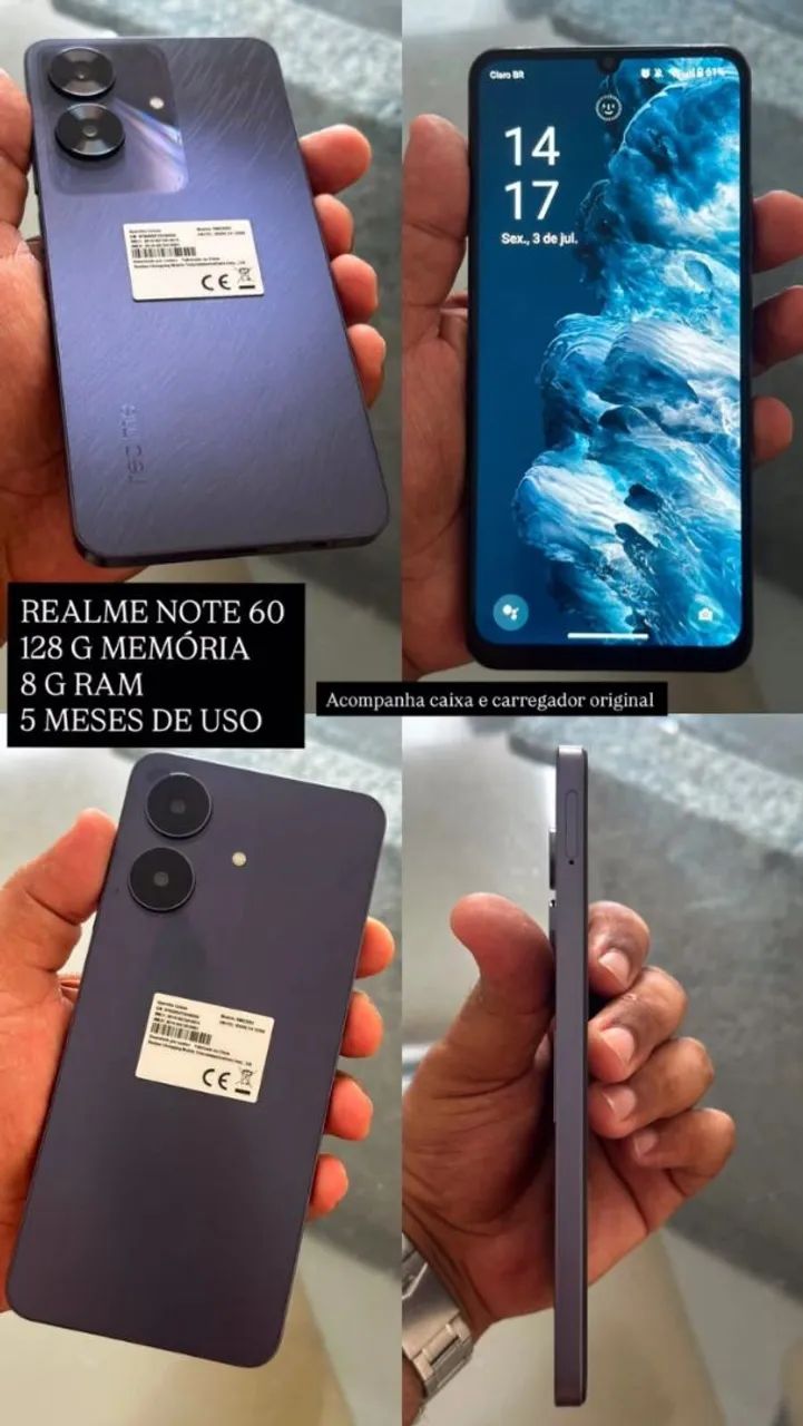 REALME NOTE 60 128 G COM CAIXA E CARREGADOR ORIGINAL 