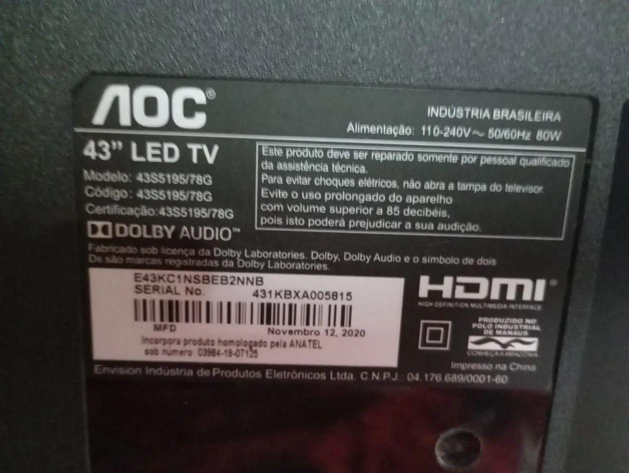Tv smart AOC 43 POLEGADAS (COM DEFEITO) - Foto 5