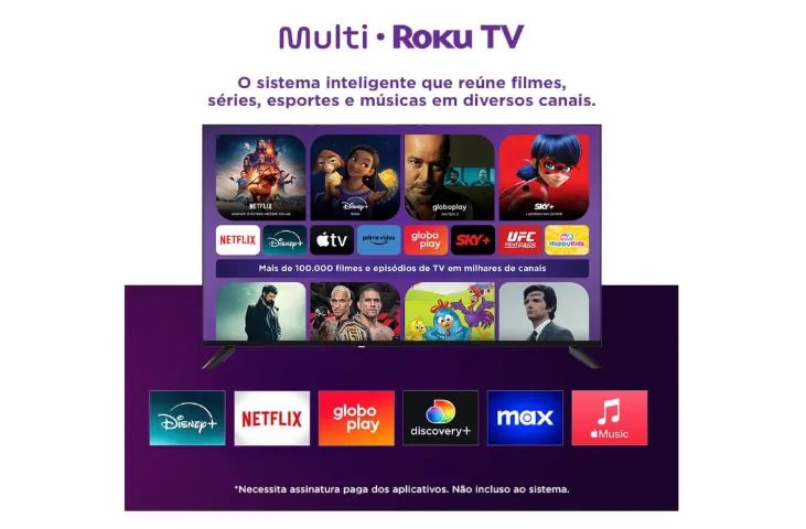 Smart TV Multi 50'' Roku 4K Compatível com Alexa e Google Home TL059M - Lacrada Garantia - Foto 3
